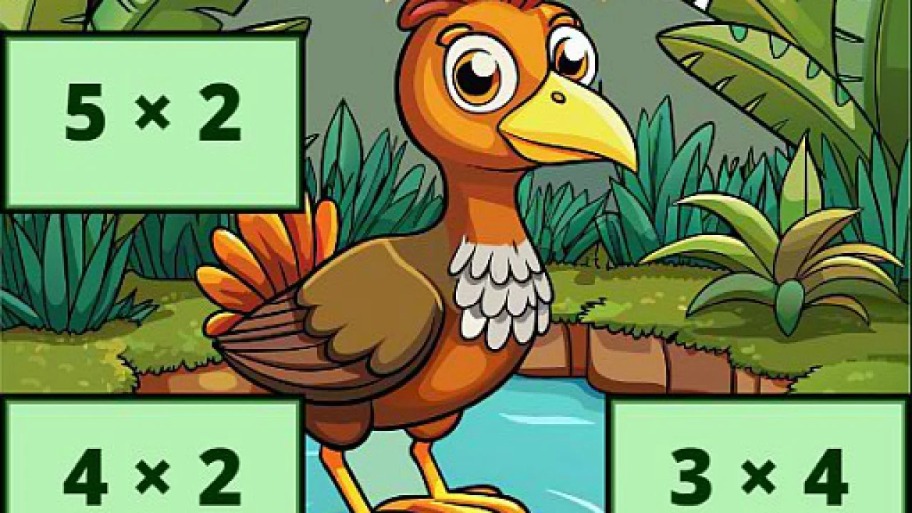 Multiplication: Bird Image Uncover Educational Puzzle Game image